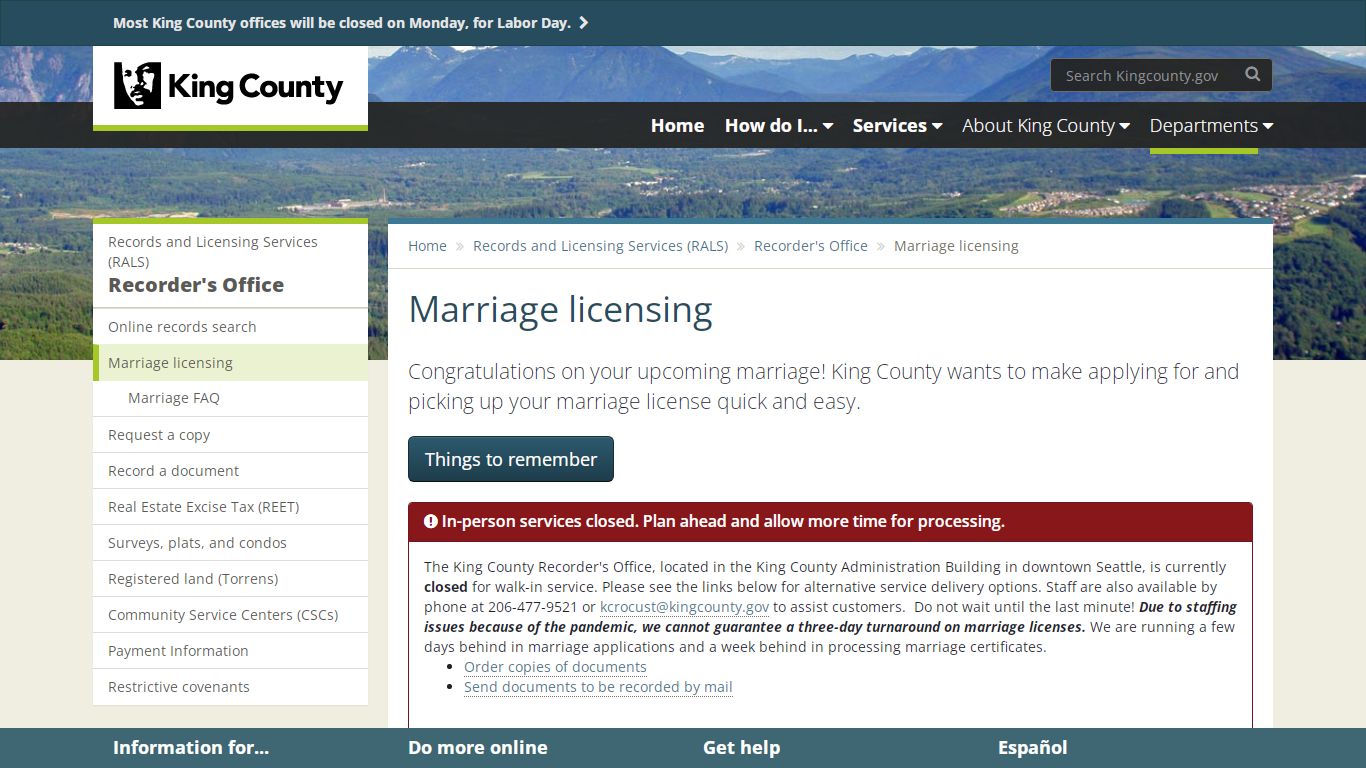 Marriage licensing - King County
